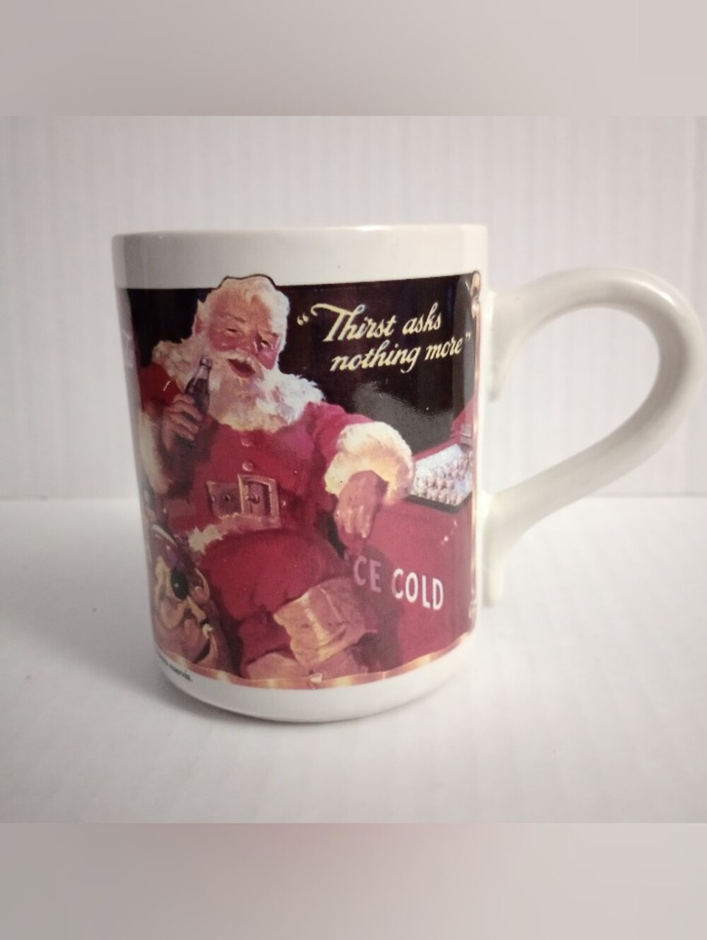 Gibson Coca Cola Thirst Asks Nothing More Santa Mug 1998 Vintage Christmas Coke